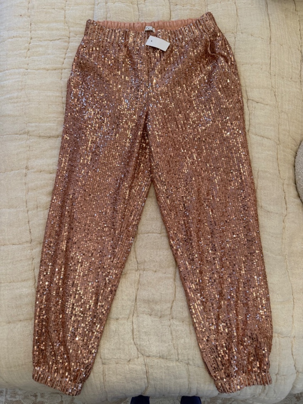 LOFT Rose Gold Sequin Sparkle Joggers